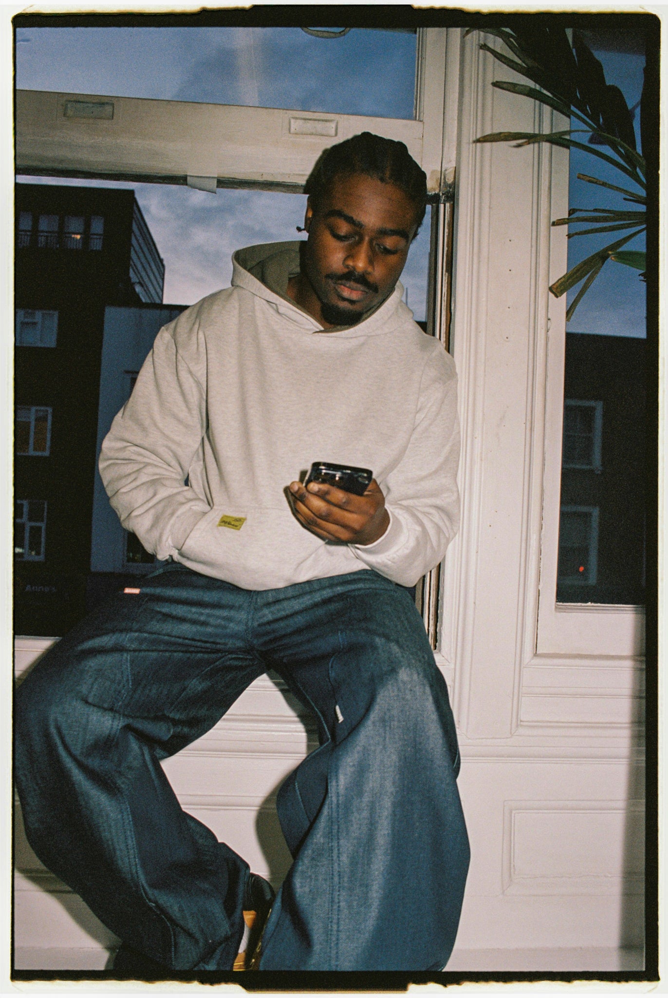 Reverse Waffle Hoodie [Grey Melange/Olive]