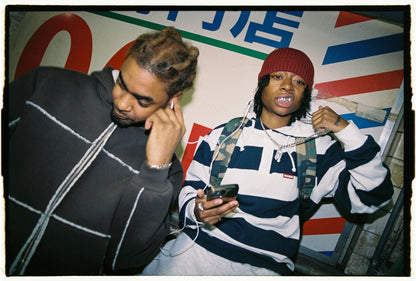 Striped Hooded Rugby Polo Knit [Navy/White]