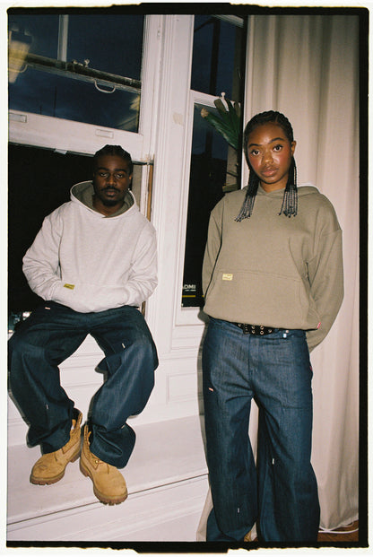 Reverse Waffle Hoodie [Grey Melange/Olive]