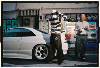 Striped Hooded Rugby Polo Knit [Brown/White]