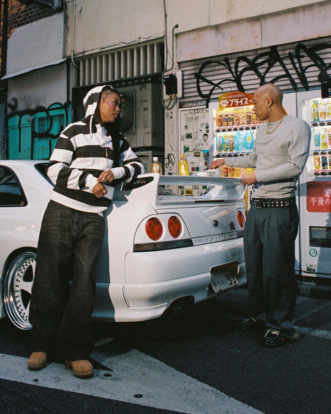 Striped Hooded Rugby Polo Knit [Brown/White]