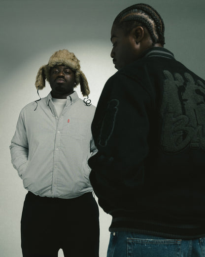 Striped Puffer Shirt [White/Black]