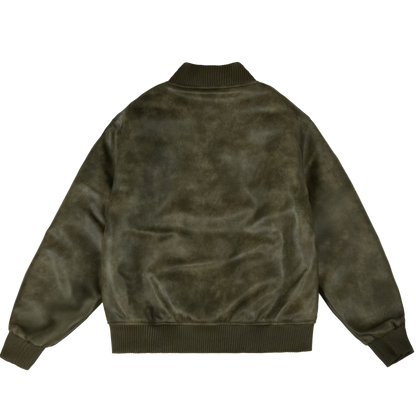 0099 Leather Bomber Jacket [Khaki]