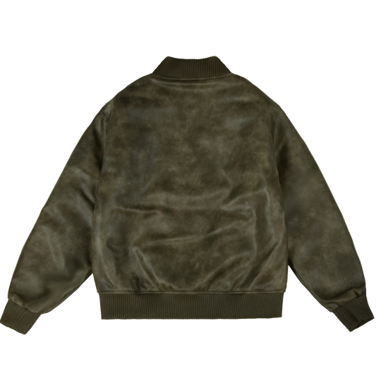 0099 Leather Bomber Jacket [Khaki]