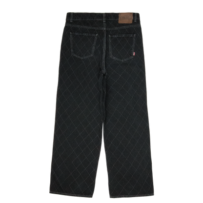 Outlined Diamond Jeans [Washed Black]