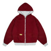 Reverse Waffle Zip Hoodie [Grey Melange/Wine Red]