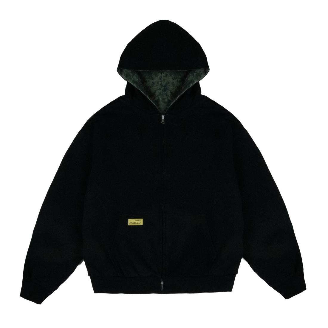 Reverse Waffle Zip Hoodie [Black/Military Camo]