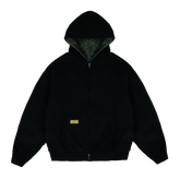 Reverse Waffle Zip Hoodie [Black/Military Camo]