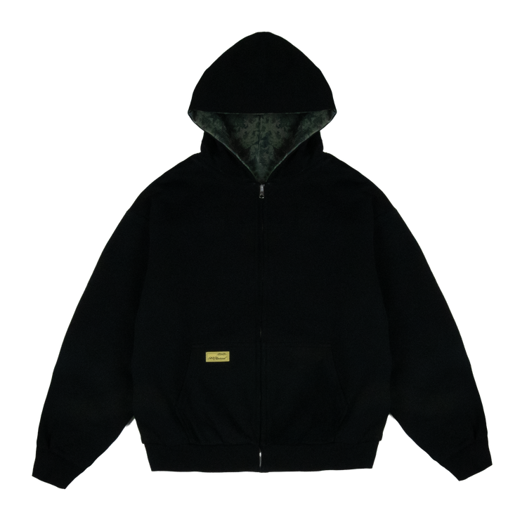 Reverse Waffle Zip Hoodie [Black/Military Camo]