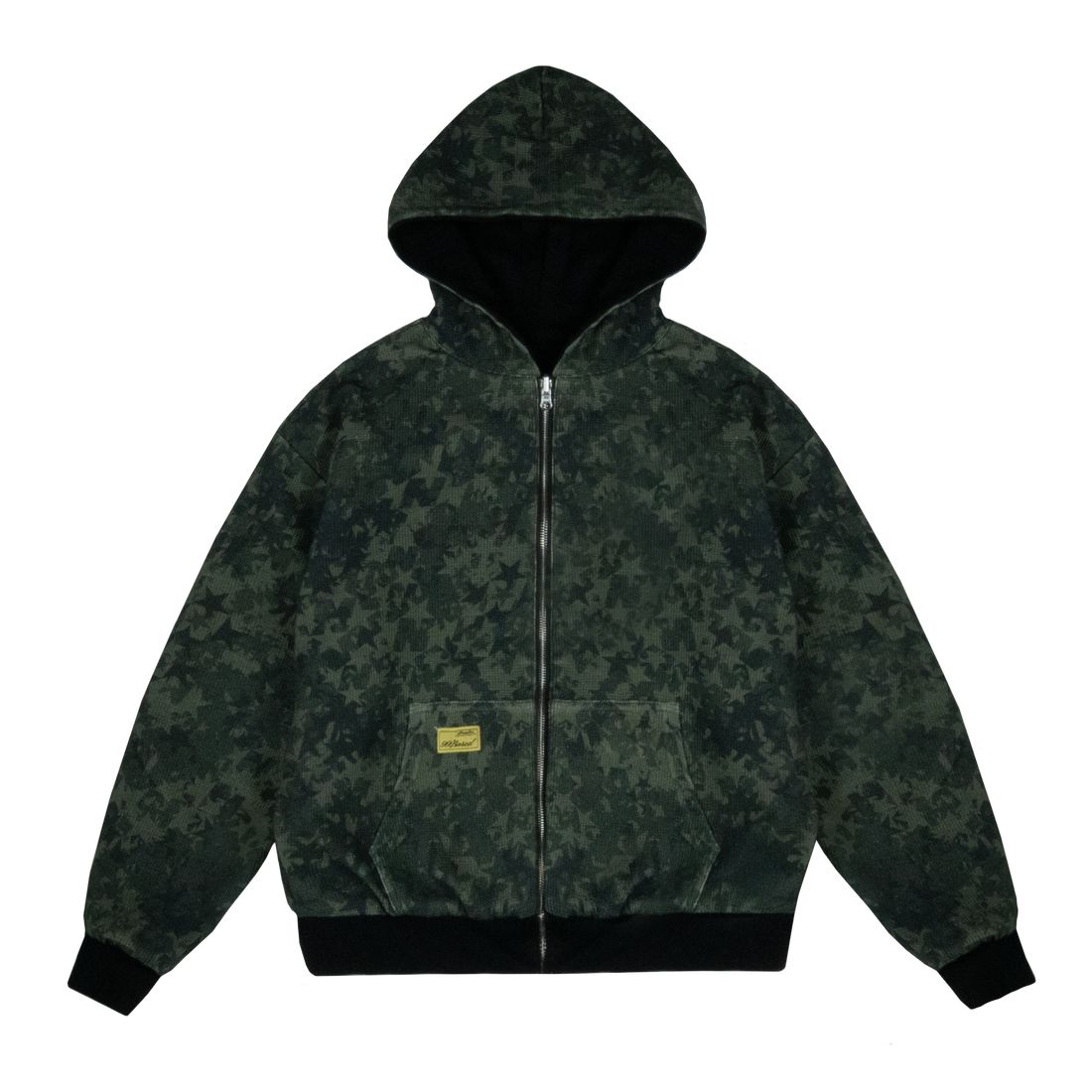 Reverse Waffle Zip Hoodie [Black/Military Camo]