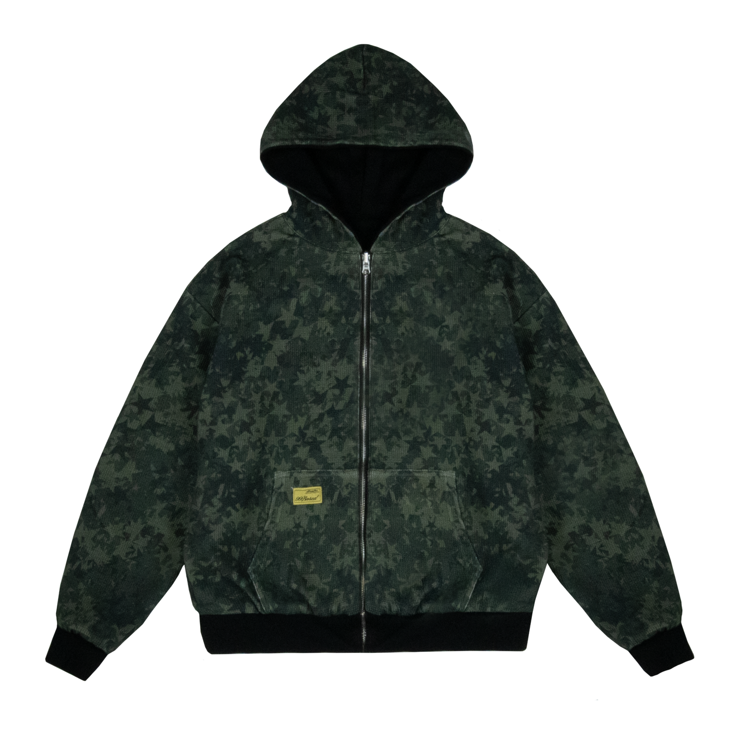 Reverse Waffle Zip Hoodie [Black/Military Camo]