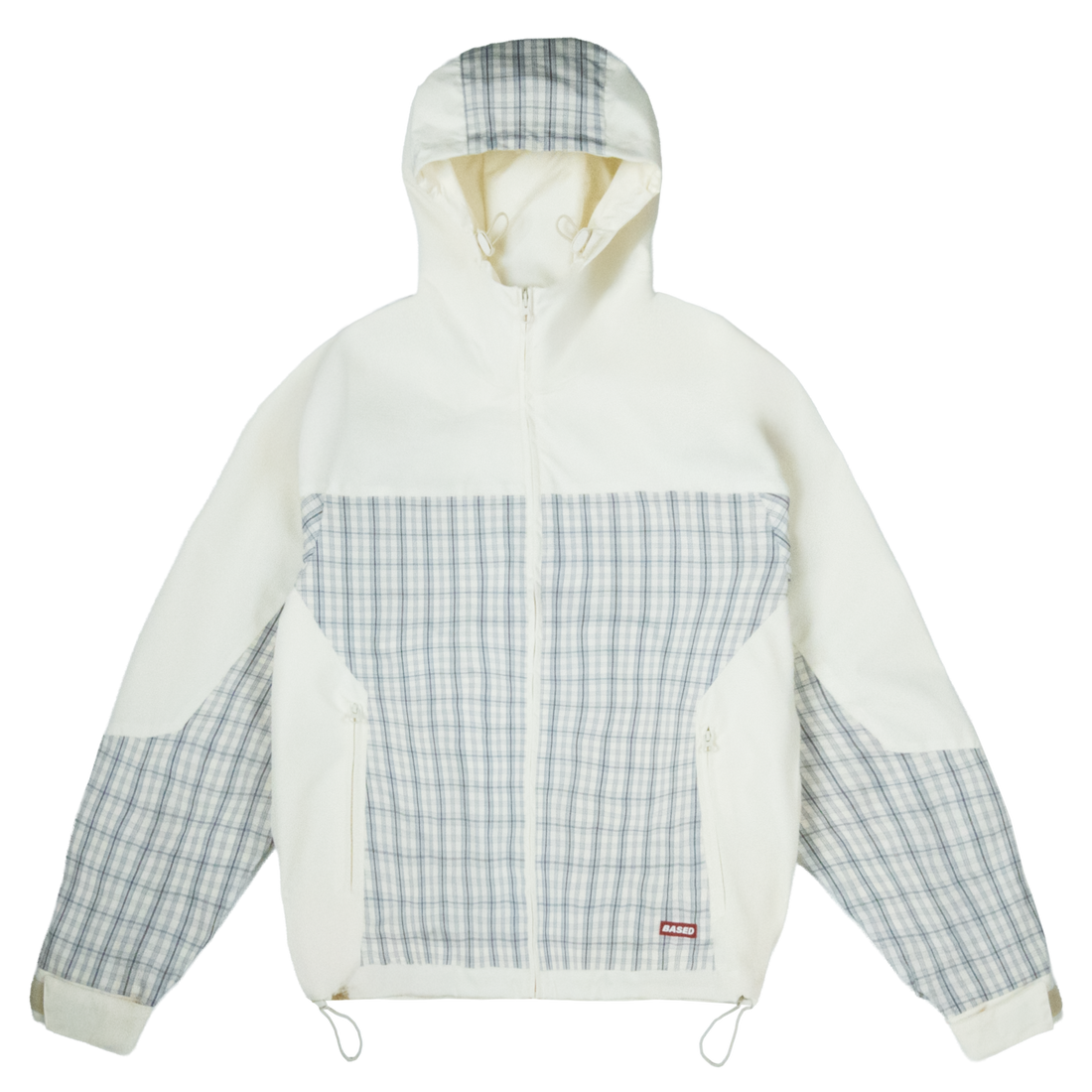 Plaid Colourblock Shell Jacket [Creme/Plaid Grey]
