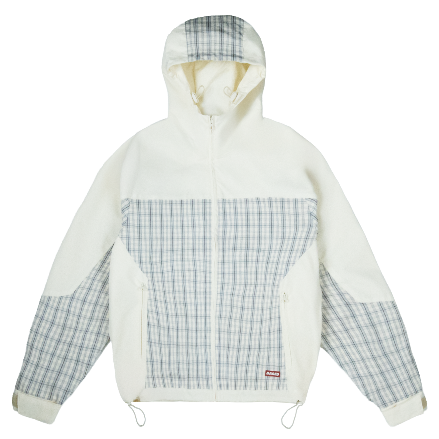 Plaid Colourblock Shell Jacket [Creme/Plaid Grey]
