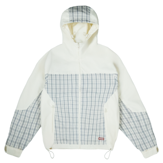 Plaid Colourblock Shell Jacket [Creme/Plaid Grey]