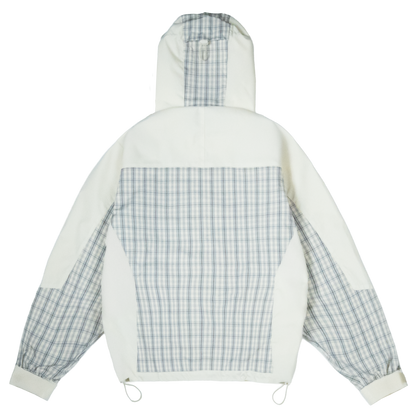 Plaid Colourblock Shell Jacket [Creme/Plaid Grey]