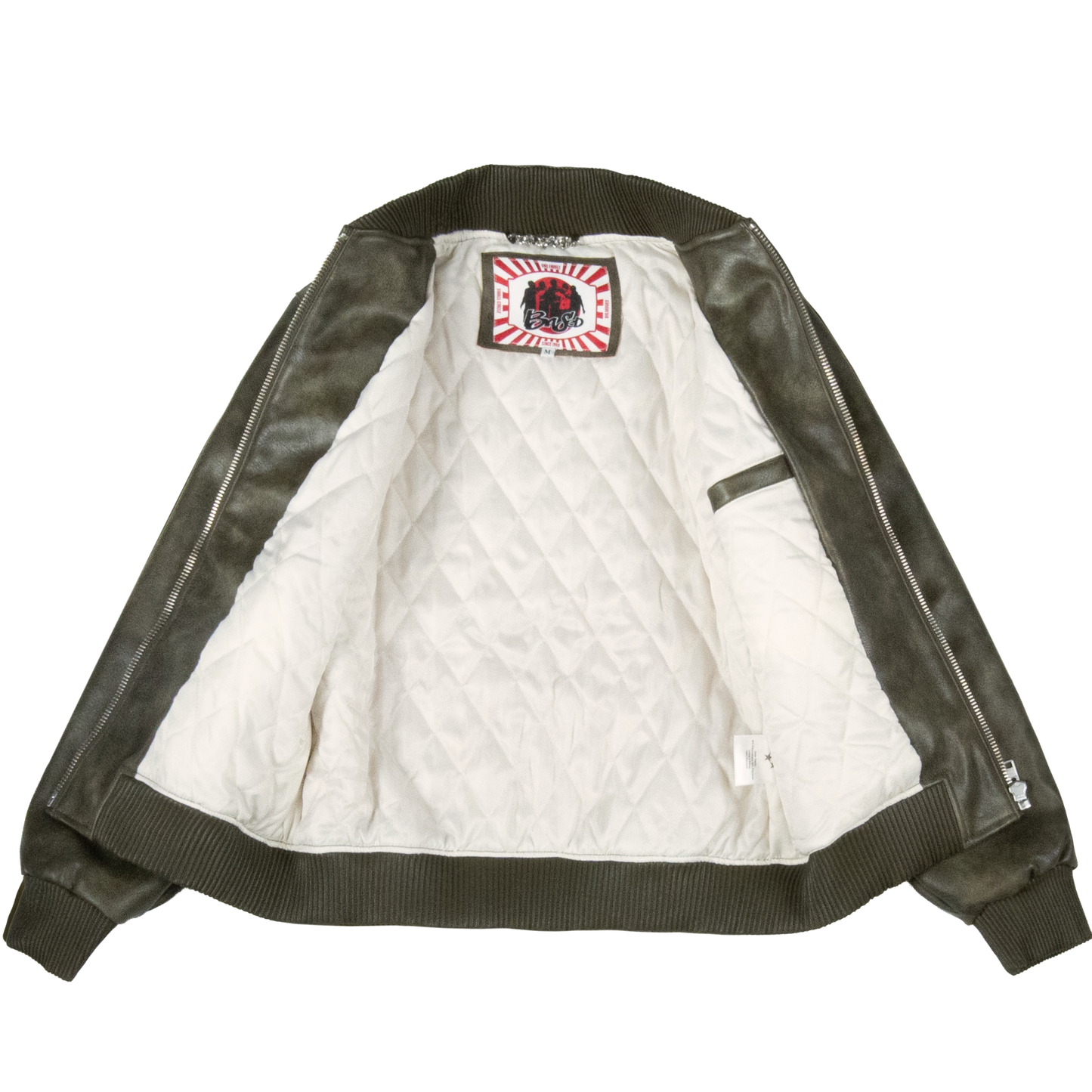 0099 Leather Bomber Jacket [Khaki]