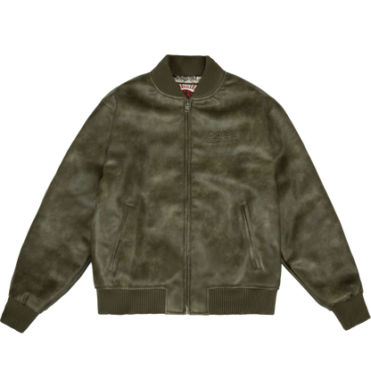 0099 Leather Bomber Jacket [Khaki]