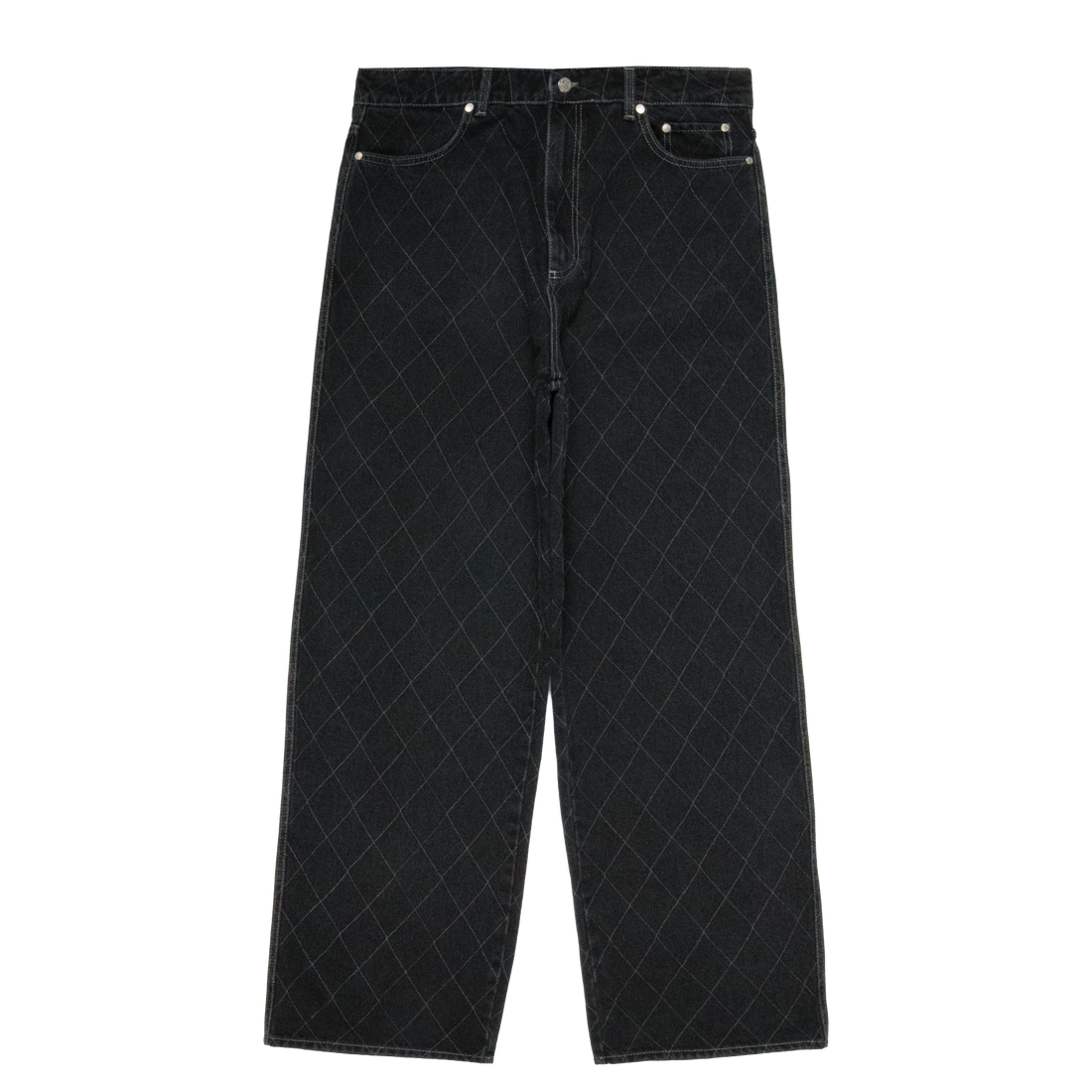 Outlined Diamond Jeans [Washed Black]