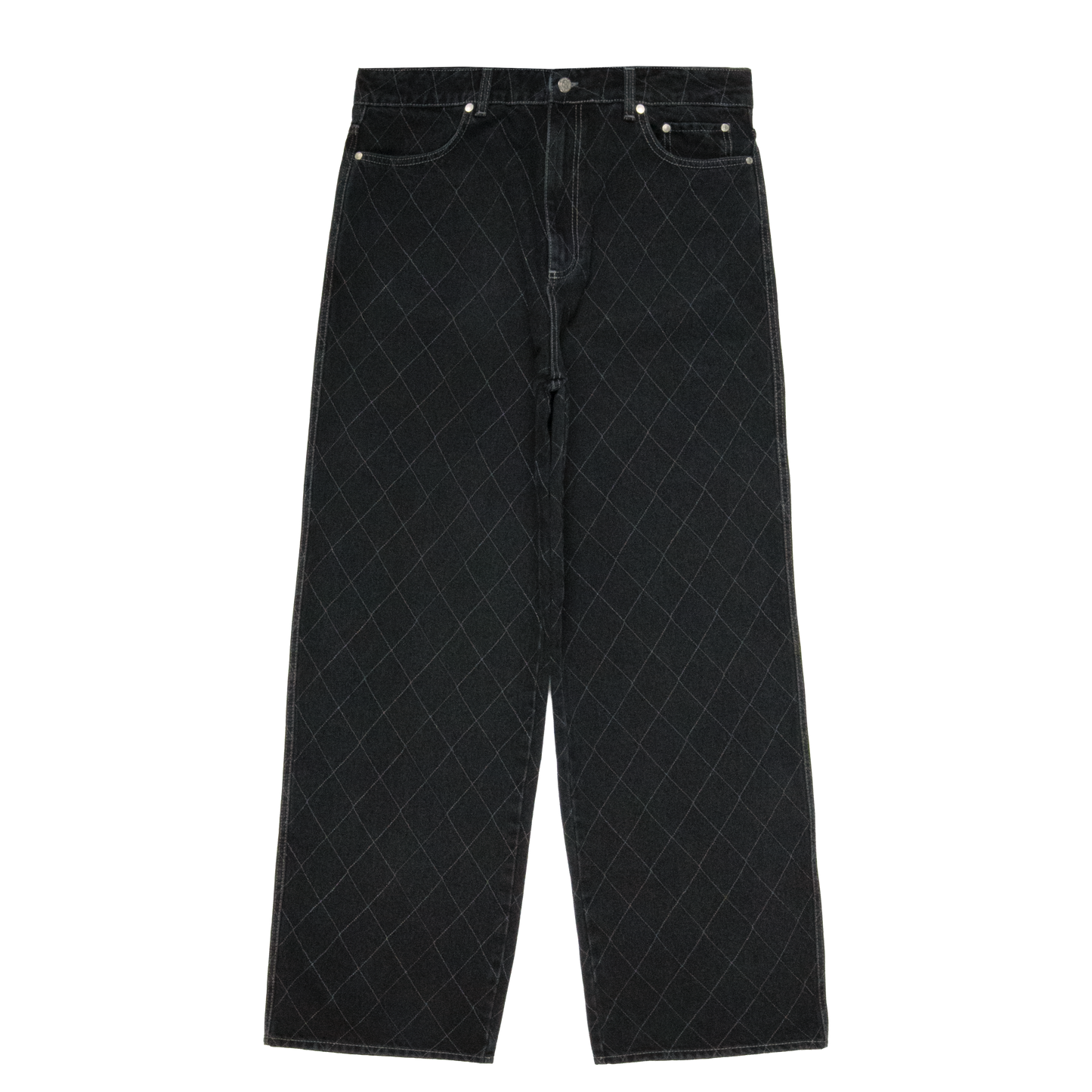 Outlined Diamond Jeans [Washed Black]