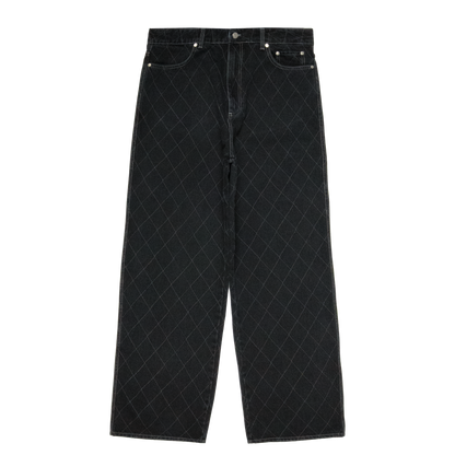 Outlined Diamond Jeans [Washed Black]