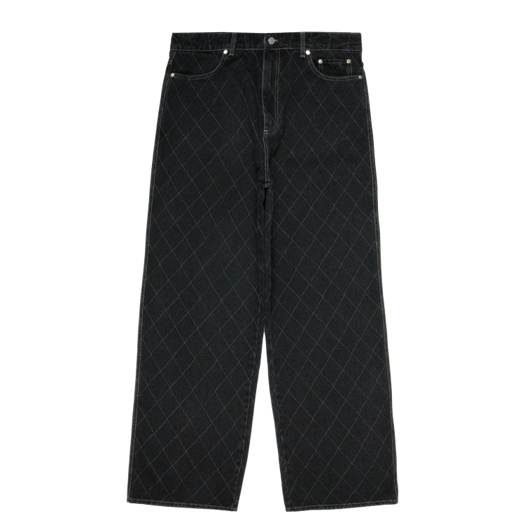 Outlined Diamond Jeans [Washed Black]
