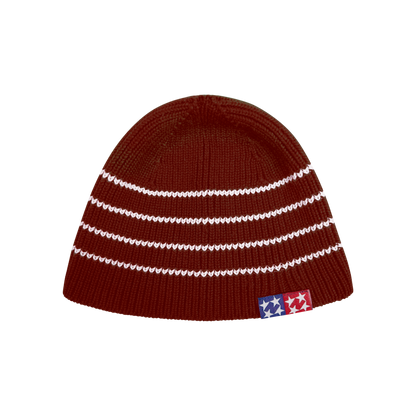 Striped Domino Beanie [Red]