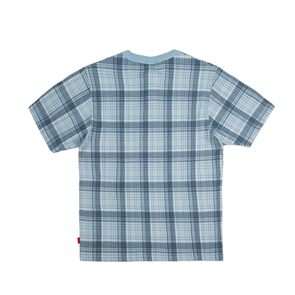 Plaid Slim Waffle Henley T-Shirt [Babyblue]