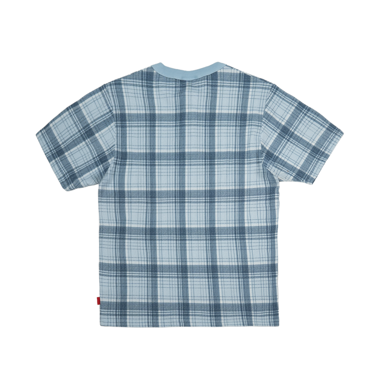 Plaid Slim Waffle Henley T-Shirt [Babyblue]