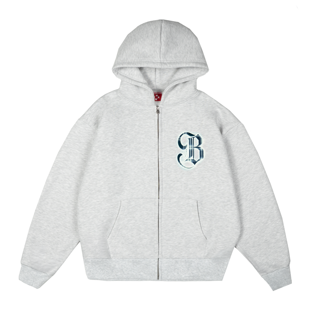 B Logo Zip Hoodie [Grey Melange]