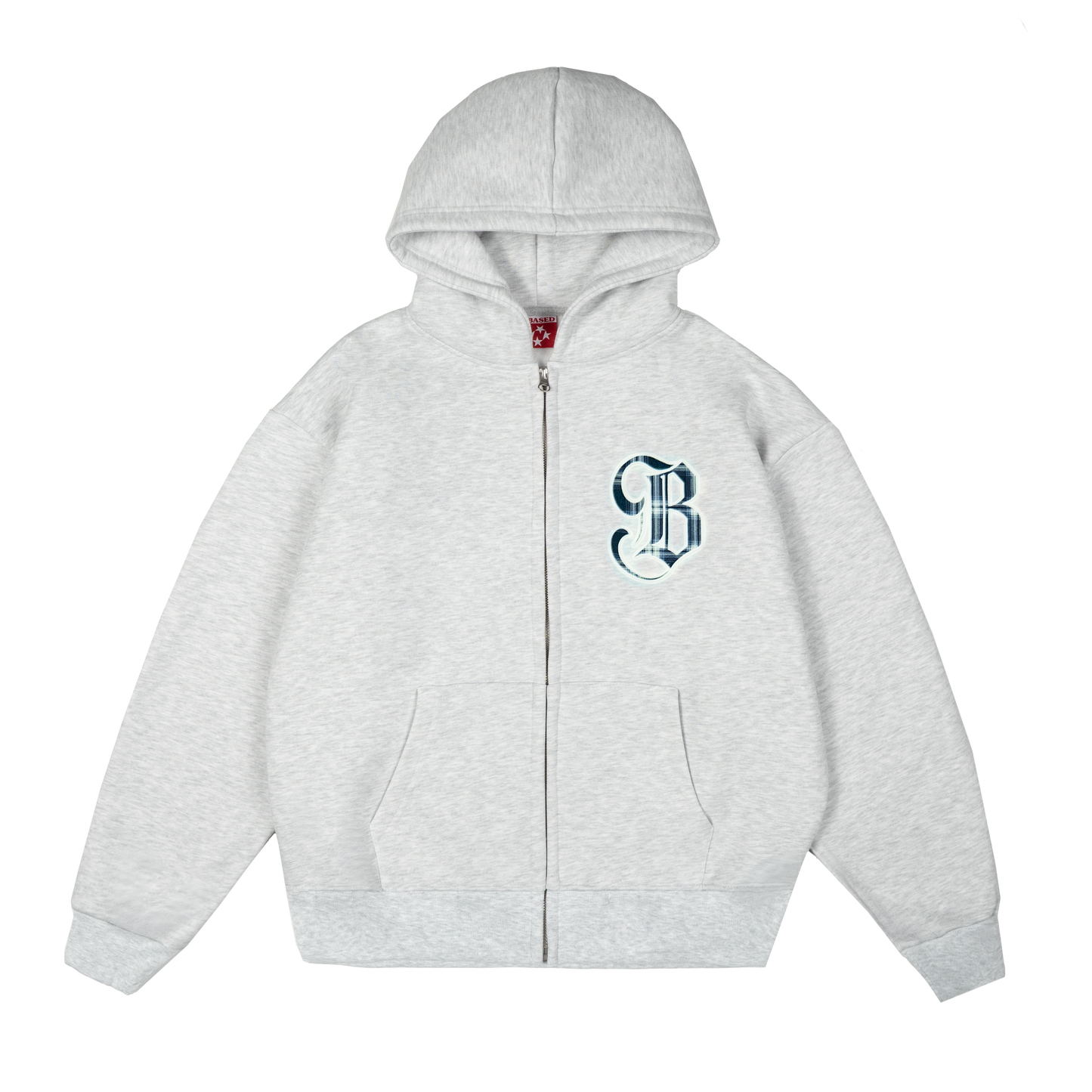 B Logo Zip Hoodie [Grey Melange]
