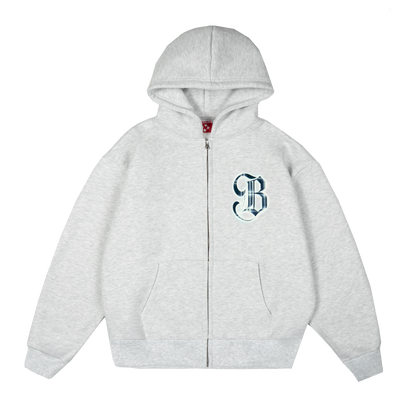B Logo Zip Hoodie [Grey Melange]
