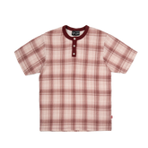Plaid Slim Waffle Henley T-Shirt [Burgundy]