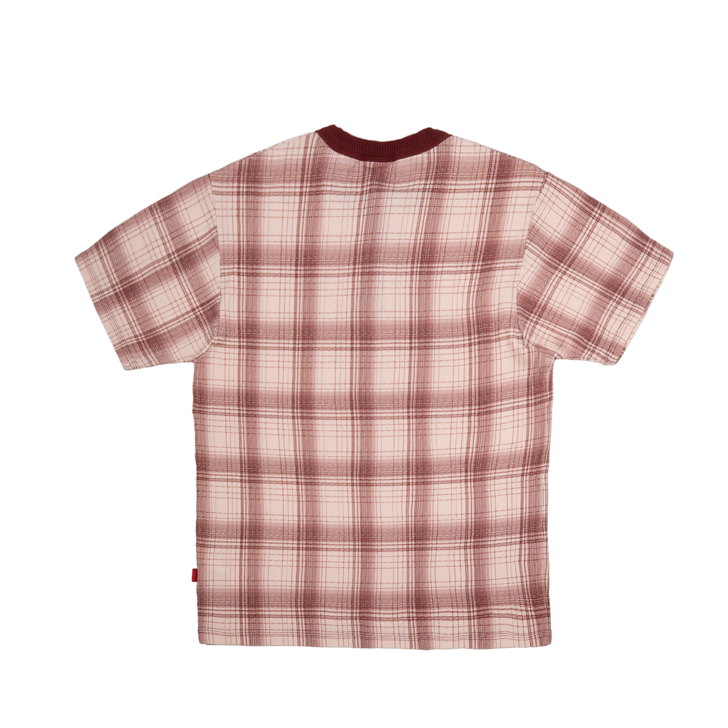 Plaid Slim Waffle Henley T-Shirt [Burgundy]