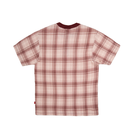 Plaid Slim Waffle Henley T-Shirt [Burgundy]