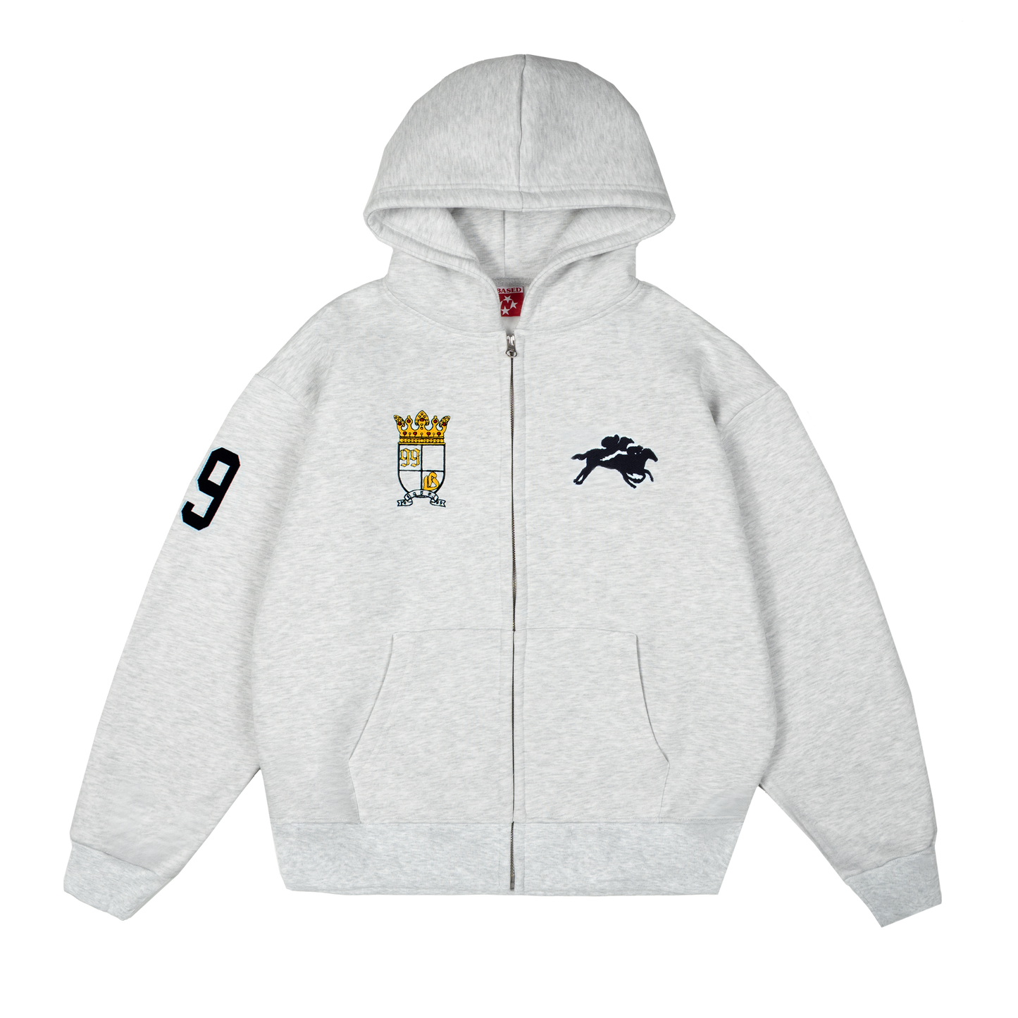 Royal Zip Hoodie [Grey Melange]
