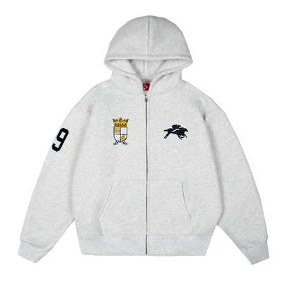 Royal Zip Hoodie [Grey Melange]