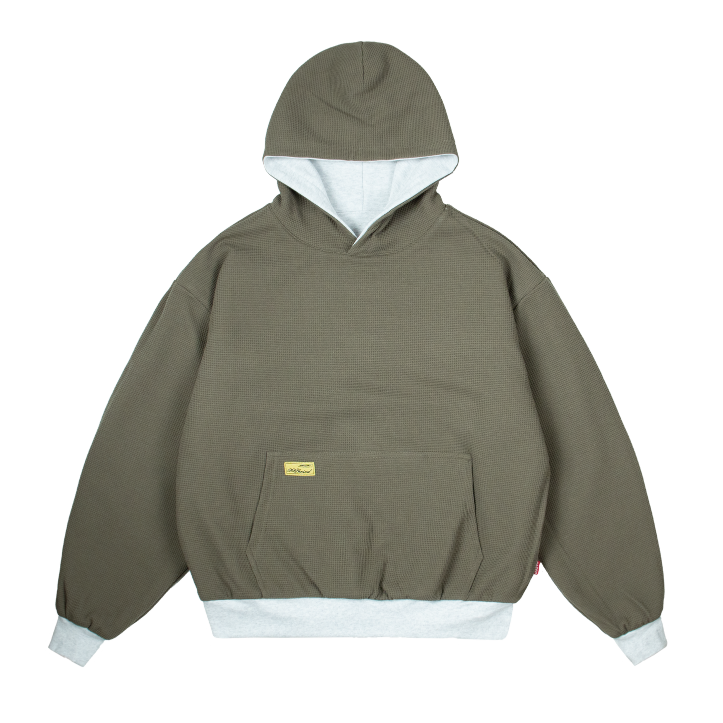 Reverse Waffle Hoodie [Grey Melange/Olive]