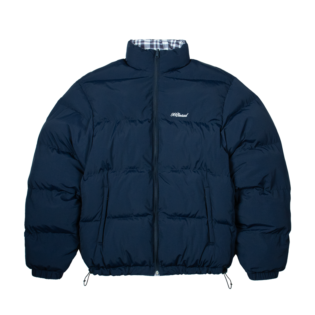 Plaid Reverse Puffer Jacket [Plaid White/Navy]