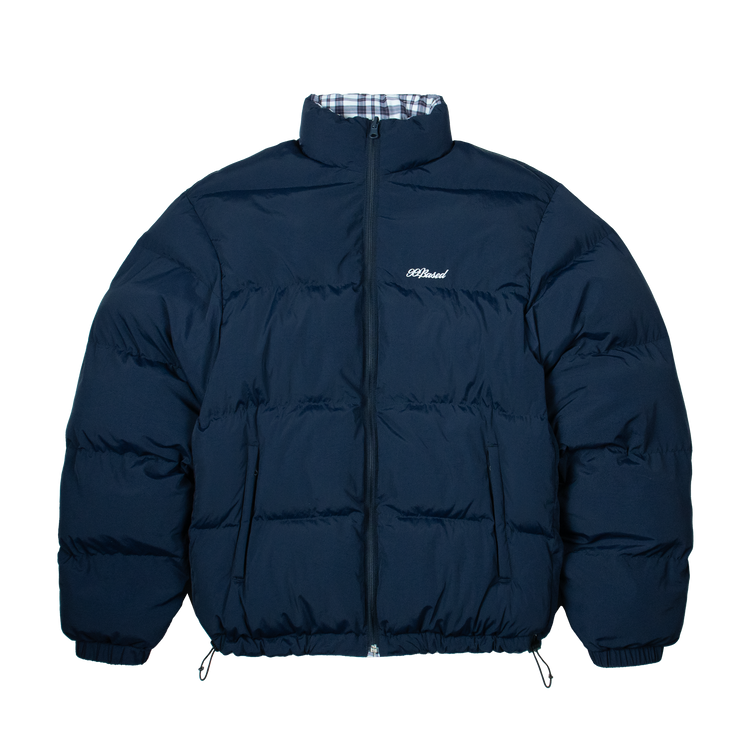 Plaid Reverse Puffer Jacket [Plaid White/Navy]