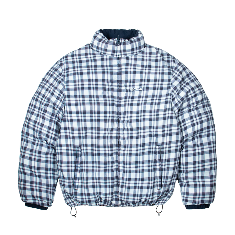 Plaid Reverse Puffer Jacket [Plaid White/Navy]