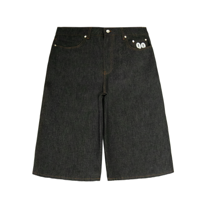 Shining Stars 3/4 Denim Shorts [Raw Black]