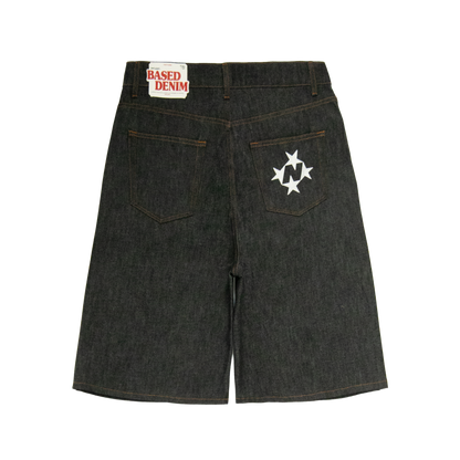 Shining Stars 3/4 Denim Shorts [Raw Black]