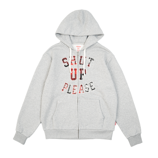 Shut Up Zip Hoodie [Dark Grey Melange]