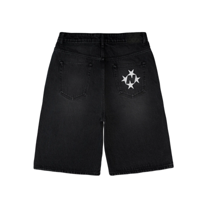 Shining Stars Denim Shorts [Washed Black]
