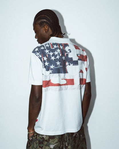 Distressed America Poloshirt [White]