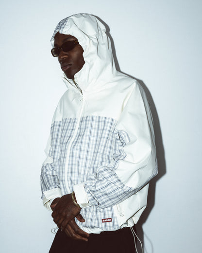 Plaid Colourblock Shell Jacket [Creme/Plaid Grey]