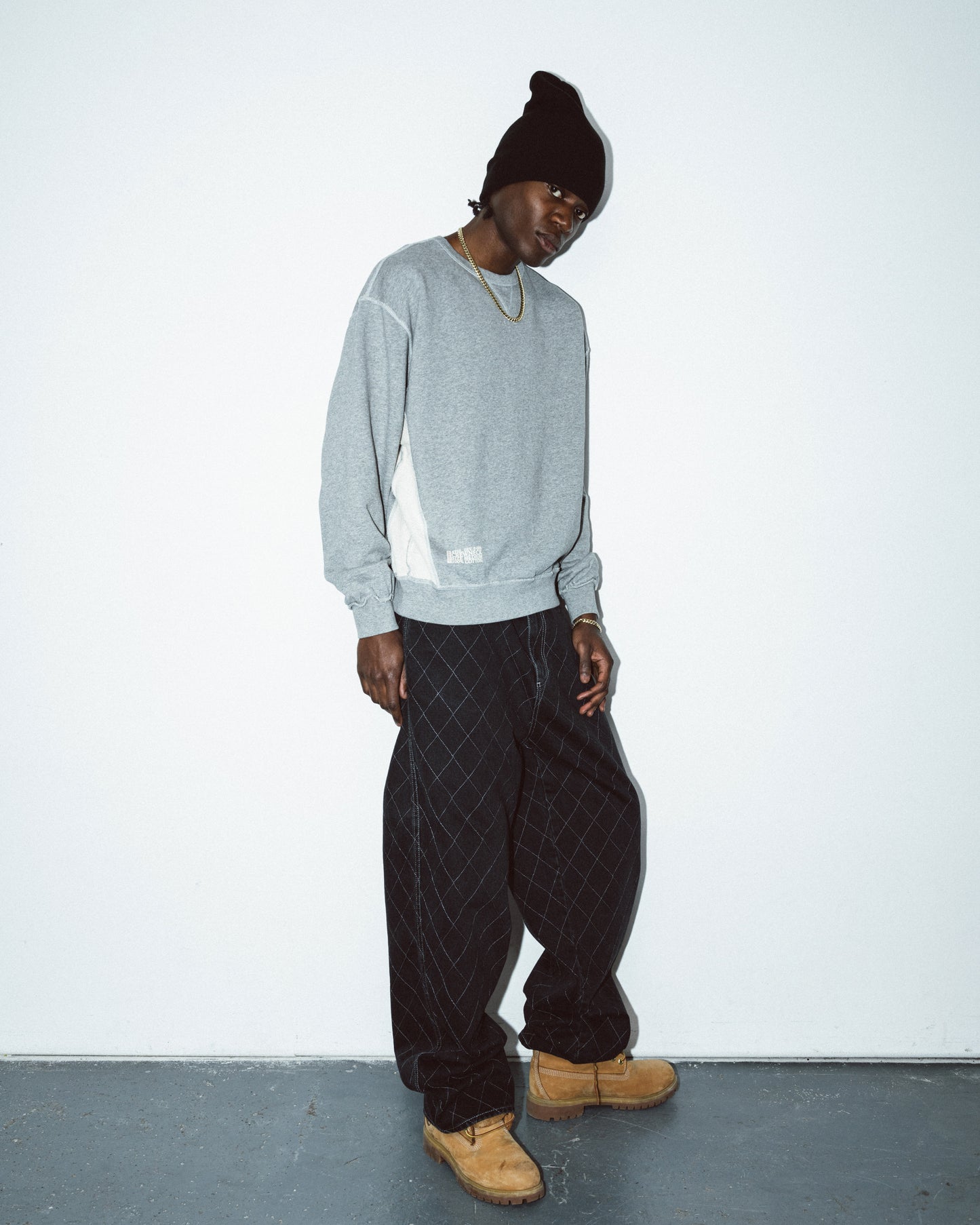 Outlined Diamond Jeans [Washed Black]