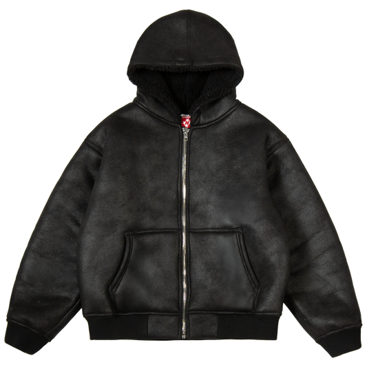 Daily Leather Shearling Jacket [Black]