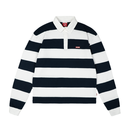 Striped Rugby Polo Knit [Navy/White]