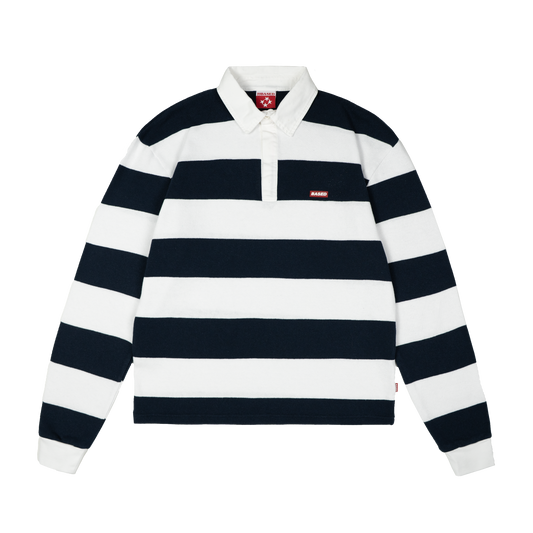 Striped Rugby Polo Knit [Navy/White]